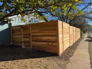 Corner View of Cedar Privacy Fence Build
