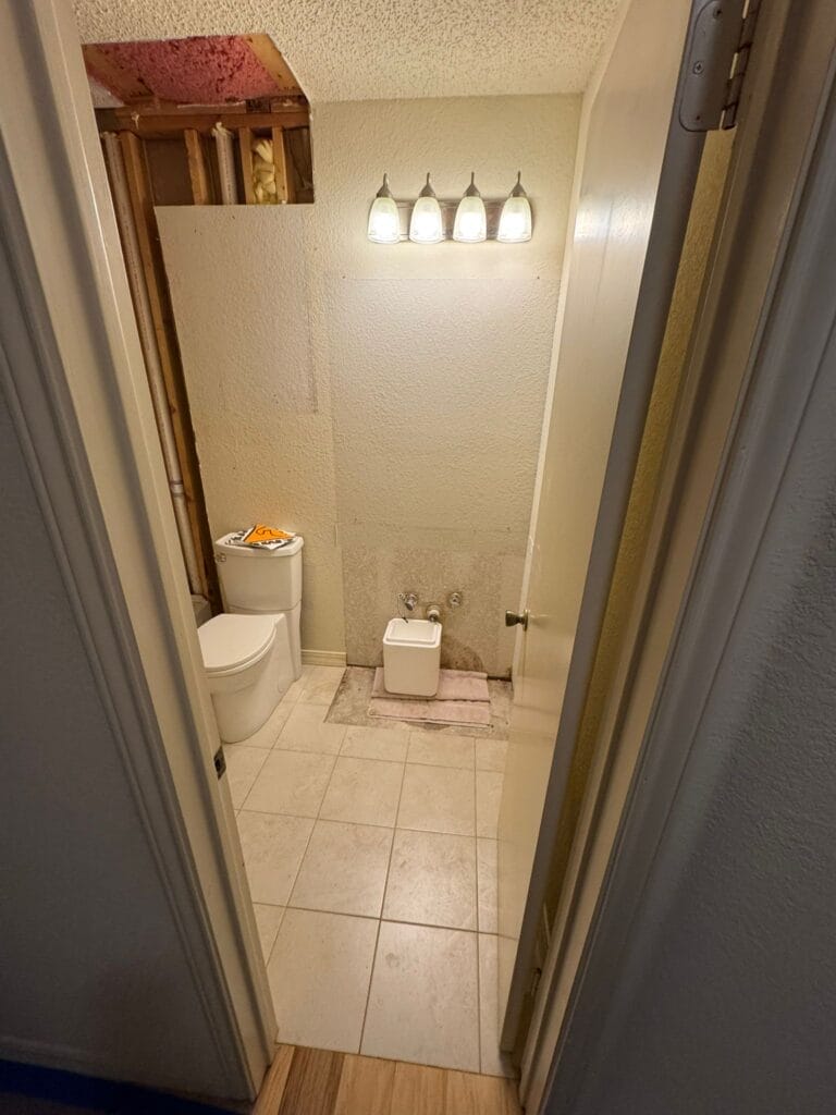 Replacement of old vanity and light fixture during construction